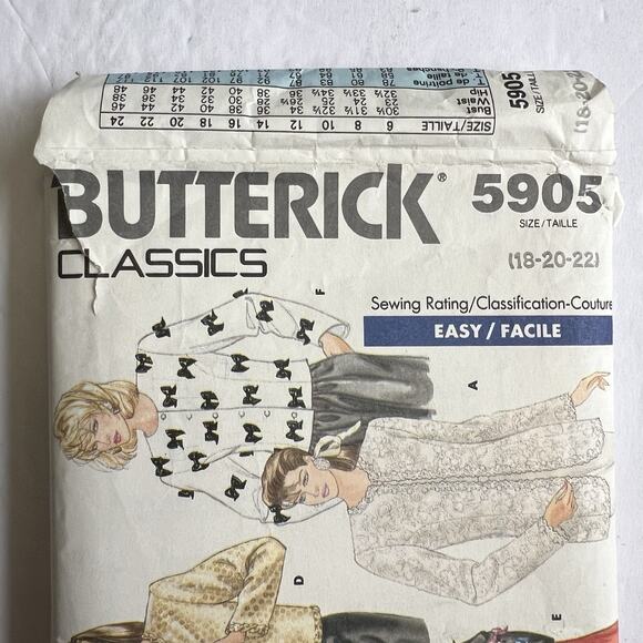 Butterick Classics Jackets Easy Sewing Pattern 5905 Misses 18 20 22 - Picture 2 of 4